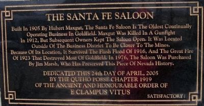 The Santa Fe Saloon Marker image. Click for full size.