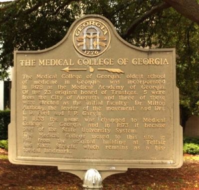 The Medical College of Georgia Marker image. Click for full size.
