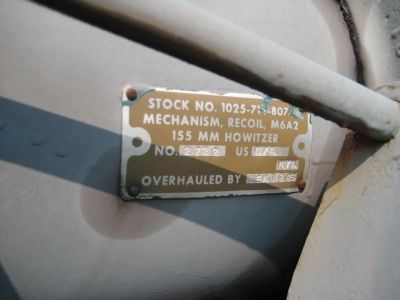 Nameplate on Howitzer. Click for full size. Nameplate on Howitzer image. Click for full size.