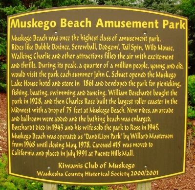 Muskego Beach Amusement Park Marker image. Click for full size.