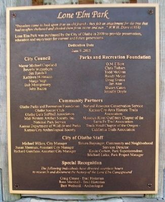 Lone Elm Park Marker image. Click for full size.