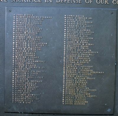 South Face, Center Panel, Second Plaque of Names image. Click for full size.