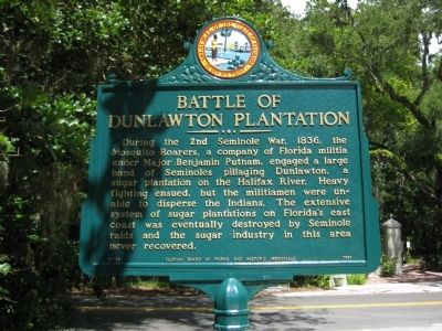 Battle of Dunlawton Plantation Marker image. Click for full size.