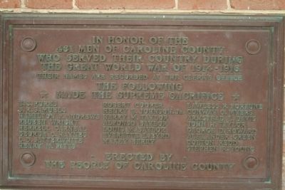 In Honor of the 461 Men of Caroline County Marker. Click for full size. In Honor of the 461 Men of Caroline County Marker image. Click for full size.