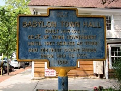 Babylon Town Hall Marker (east-facing side) image. Click for full size.