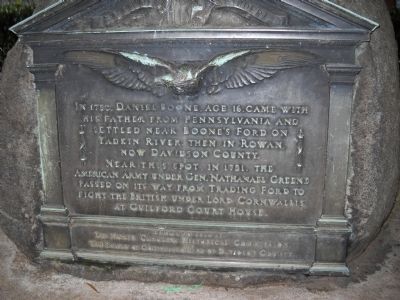 Daniel Boone and Gen. Nathanael Greene Marker image. Click for full size.