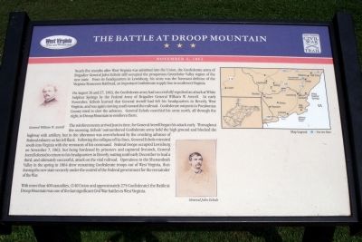 The Battle At Droop Mountain CWT Marker. Click for full size. The Battle At Droop Mountain CWT Marker image. Click for full size.