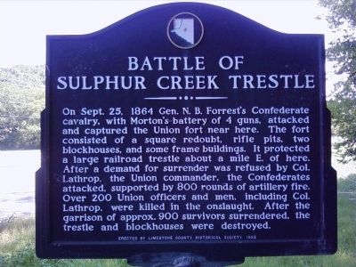 Battle of Sulphur Creek Trestle Marker image. Click for full size.