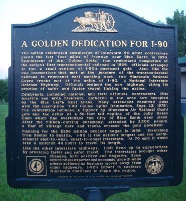 A Golden Dedication for I-90 Marker image. Click for full size.