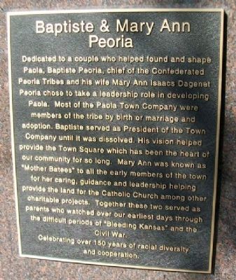 Baptiste & Mary Ann Peoria Marker image. Click for full size.
