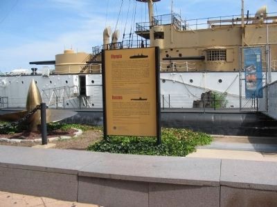 Cruiser <i>Olympia</i> - Submarine <i>Becuna</i> Marker image. Click for full size.