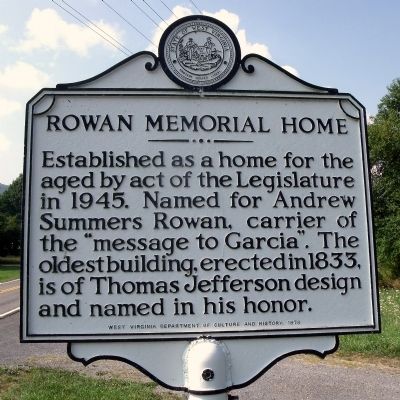 Rowan Memorial Home Marker image. Click for full size.