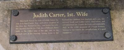 Transcribed Inscription of the Tomb of<br>Judith Carter, 1st. Wife image. Click for full size.