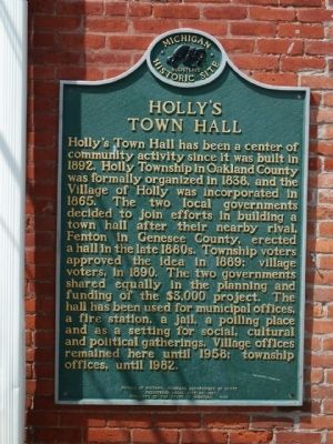 Holly's Town Hall Marker image. Click for full size.