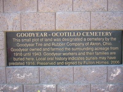 Goodyear – Ocotillo Cemetery Marker image. Click for full size.