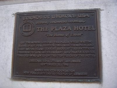 The Plaza Hotel Marker image. Click for full size.