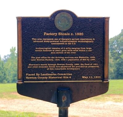 Factory Shoals c. 1820 Marker image. Click for full size.