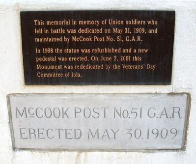 McCook Post No. 51 G.A.R. Civil War Memorial Marker image. Click for full size.
