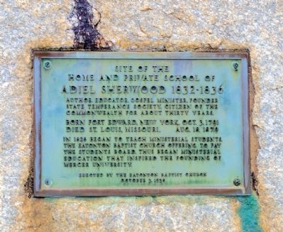Site of the Home and Private School of Adiel Sherwood Marker. Click for full size. Site of the Home and Private School of Adiel Sherwood Marker image. Click for full size.