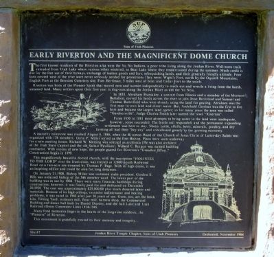 Early Riverton and the Magnificent Dome Church Marker image. Click for full size.