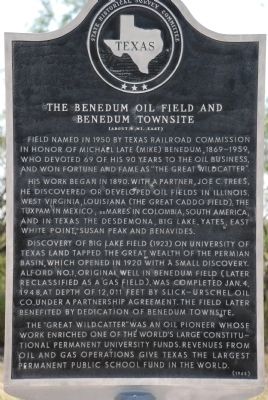 The Benedum Oil Field and Townsite Marker image. Click for full size.
