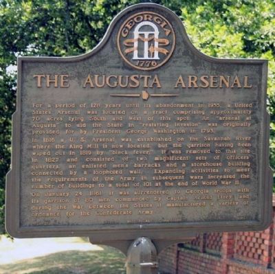 The Augusta Arsenal Marker image. Click for full size.