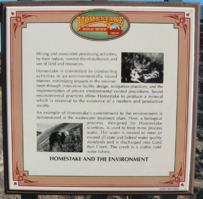 Related Marker: Homestake and the Environment image. Click for full size.
