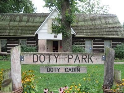 Doty Park and Cabin Sign. Click for full size. Doty Park and Cabin Sign image. Click for full size.