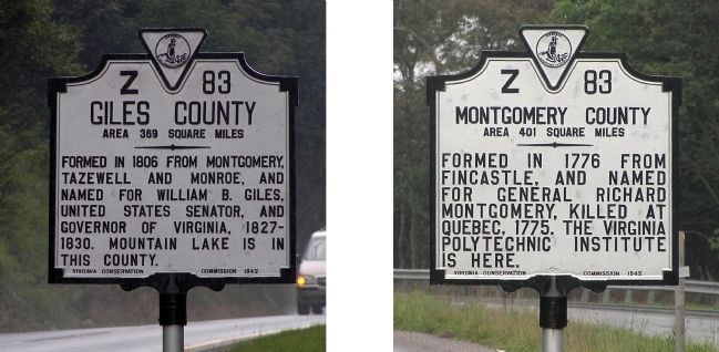 Giles County / Montgomery County Marker image. Click for full size.