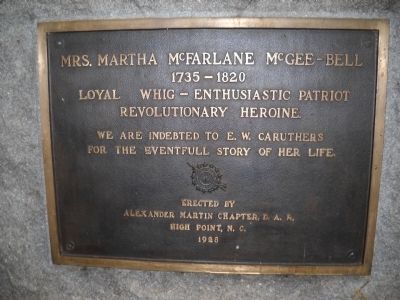 Mrs. Martha McFarlane McGee-Bell Marker image. Click for full size.