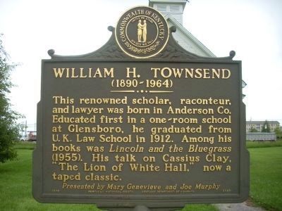 William H. Townsend Marker - Side 1 image. Click for full size.