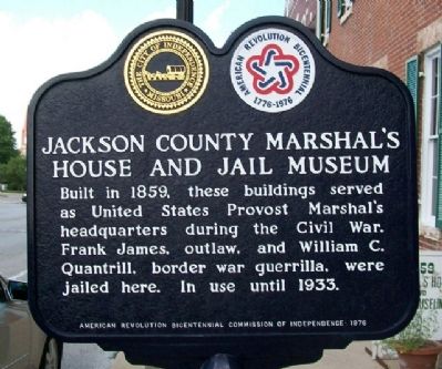 Jackson County Marshal's House and Jail Museum Marker. Click for full size. Jackson County Marshal's House and Jail Museum Marker image. Click for full size.
