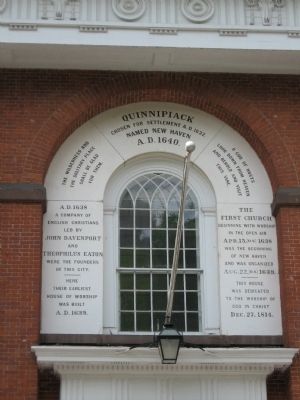 Quinnipiack Marker above the Church Entrance image. Click for full size.