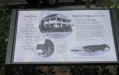 Tahoe City Begins, 1860 to 1895 Marker image. Click for full size.