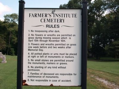 "Farmers Institute Cemetery" - Notice of Rules and Regulations image. Click for full size.