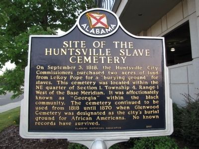 Site of the Huntsville Slave Cemetery Marker image. Click for full size.