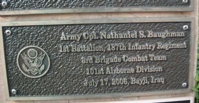 Second Tier - Right Plaque - - " Army Cpl. Nathaniel S. Baughman " image. Click for full size.