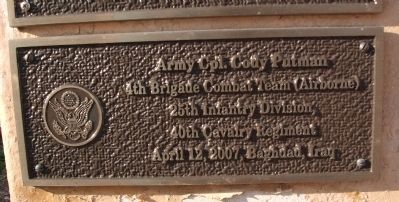 Third Tier - Left Plaque - - " Army Cpl. Cody Putman " image. Click for full size.