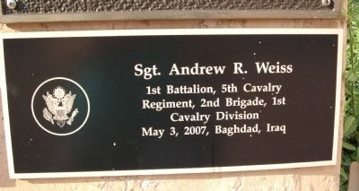 Third Tier - Right Plaque - - " Sgt. Andrew R. Weiss " image. Click for full size.