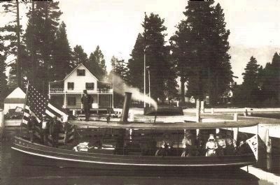 The <i>Mamie</i> at Tallac Resort on the South Shore of Lake Tahoe, Circa 1898 image. Click for full size.