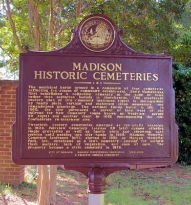 Madison Historic Cemeteries Marker image. Click for full size.