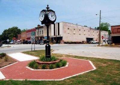 Ninety Six Town Clock -<br>Intersection of S.C. 34 and S.C. 248 in Background image. Click for full size.