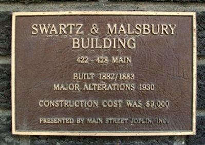 Swartz & Malsbury Building Marker image. Click for full size.