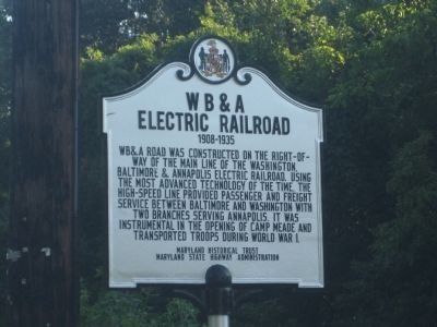 W B & A Electric Railroad Marker image. Click for full size.