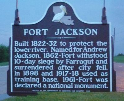 Fort Jackson Marker before replacement and relocation. image. Click for full size.