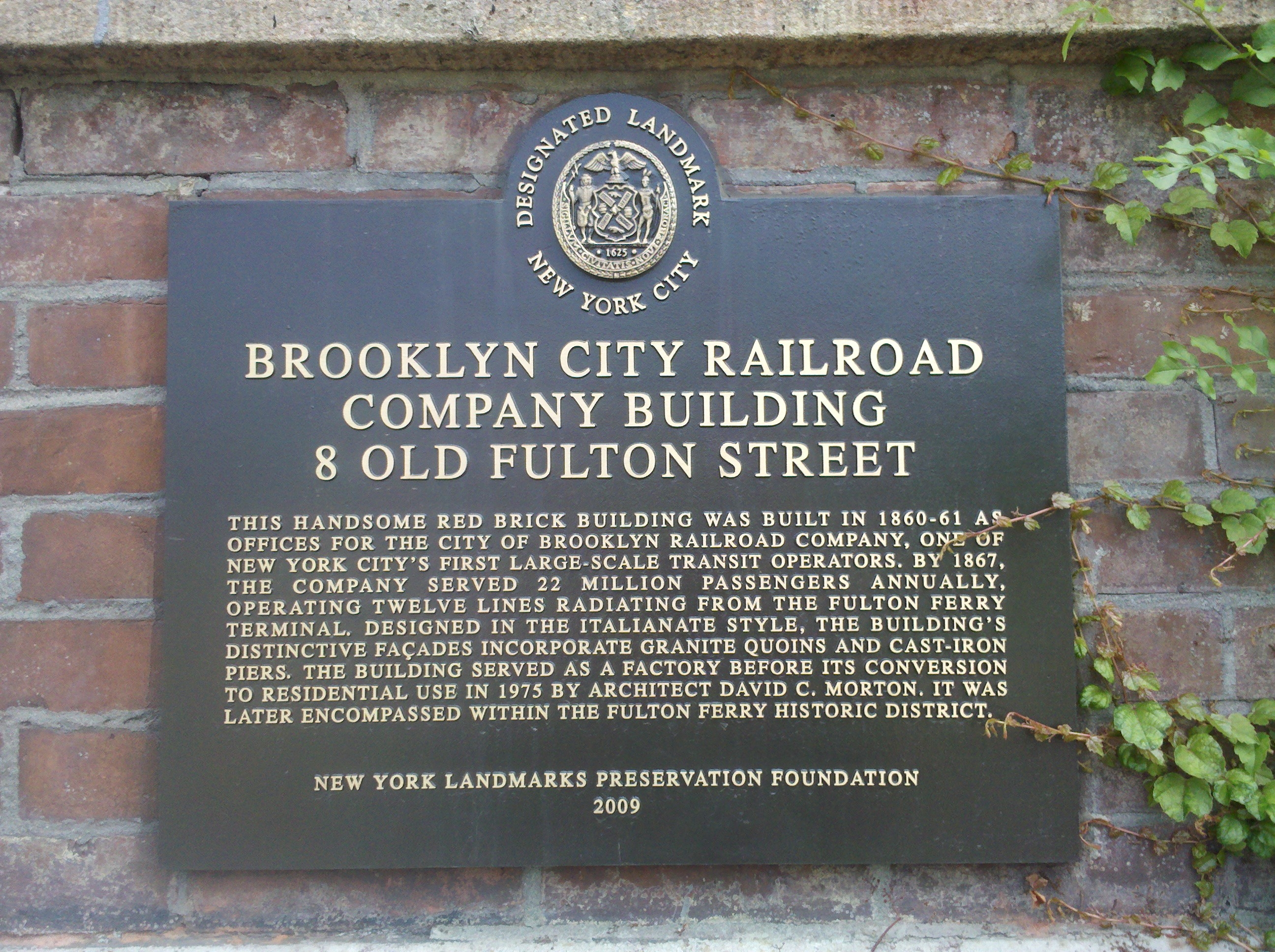 Brooklyn City Railroad Company Building Marker