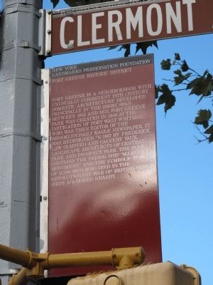 Fort Greene Historic District Marker. Click for full size. Fort Greene Historic District Marker image. Click for full size.