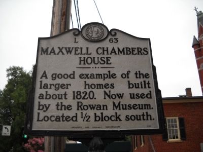 Maxwell Chambers House Marker image. Click for full size.