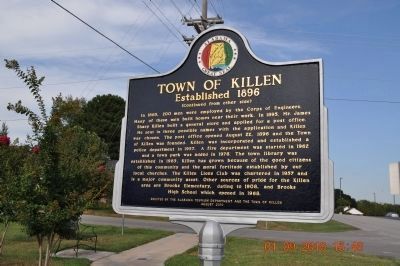 Town of Killen Marker (Side 2) image. Click for full size.