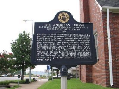 The American Legion Florence-Lauderdale Post Number II Department of Alabama 1919. Click for full size. The American Legion Florence-Lauderdale Post Number II Department of Alabama 1919 image. Click for full size.
